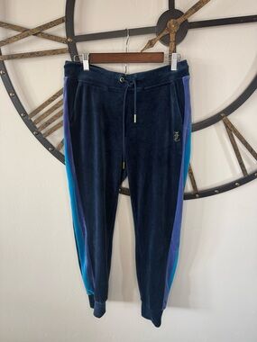 Juicy Couture Black Velour Joggers with Gold Eyelets